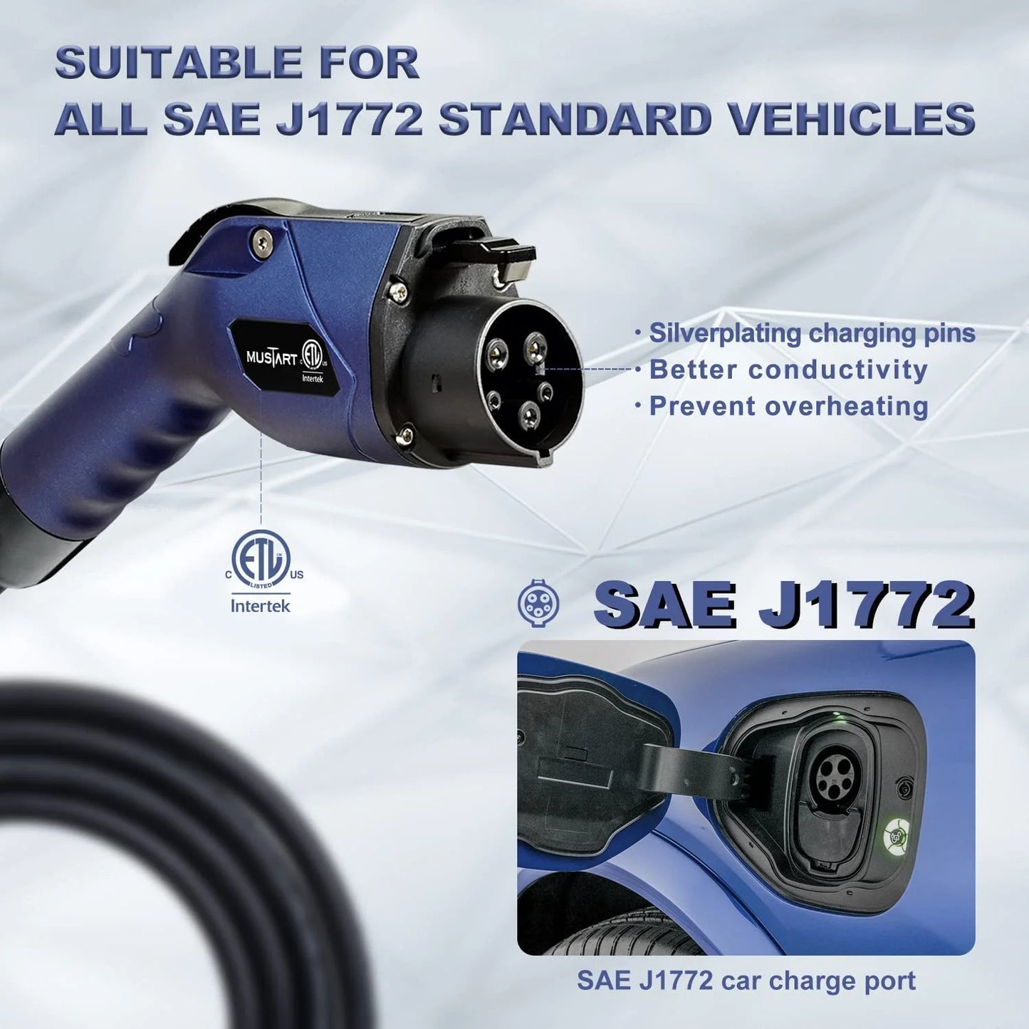 MUSTART Level 2 Portable EV Charger 240V 25ft Cable NEMA 14-50P Z938941