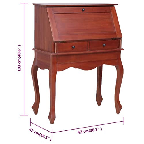 Secretary Desk Brown Solid Wood with Flip Top Storage Z3470