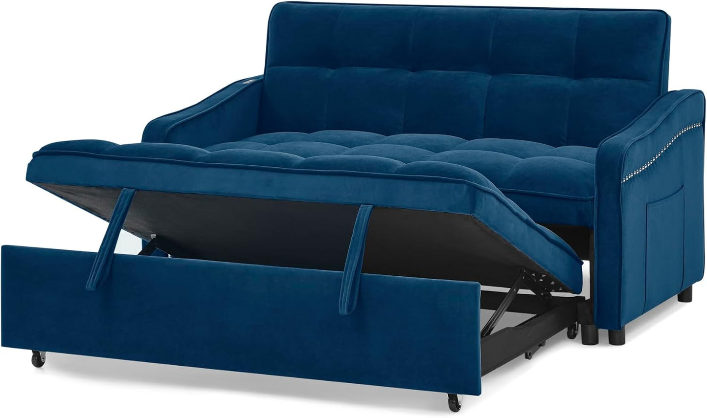 3 in 1 Convertible Sleeper Sofa Couch with Pull Out Bed, Small Futon Loveseat V25033