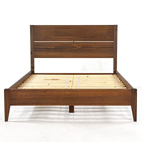Solid Wood Platform Bed, Queen Size, Walnut V38027