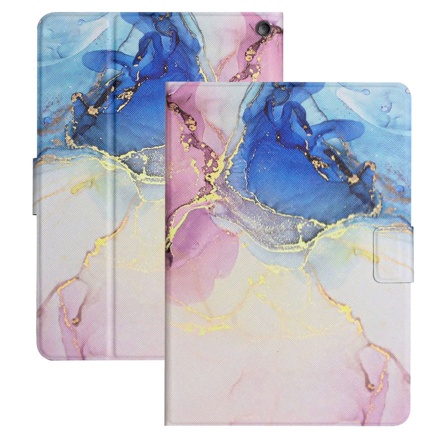 UUCOVERS Fire HD 10 Tablet Case 11th Generation 2021, Fire HD 10 Plus Tablet Case, PU Leather Auto Wake/Sleep Drop Proof Anti-Scratch Folding Stand Marble Case for Fire Tablet 10, Pink Blue Marble