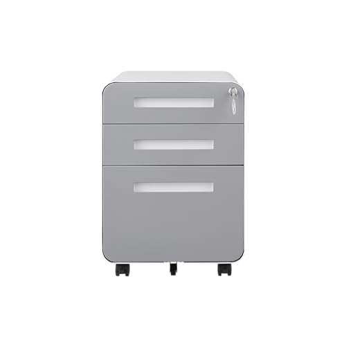3 Drawer Mobile File Cabinet Under Desk, Black Steel H630659