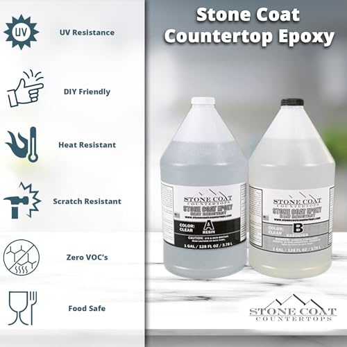 Stone Coat Countertops Epoxy Kit (1 Gal) Heat Resistant Food Safe UV Resistant H23179