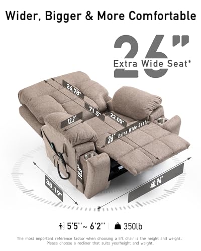 Large Power Lift Recliner Chair for Elderly with Heated Massage, Extra Wide Seat A72600