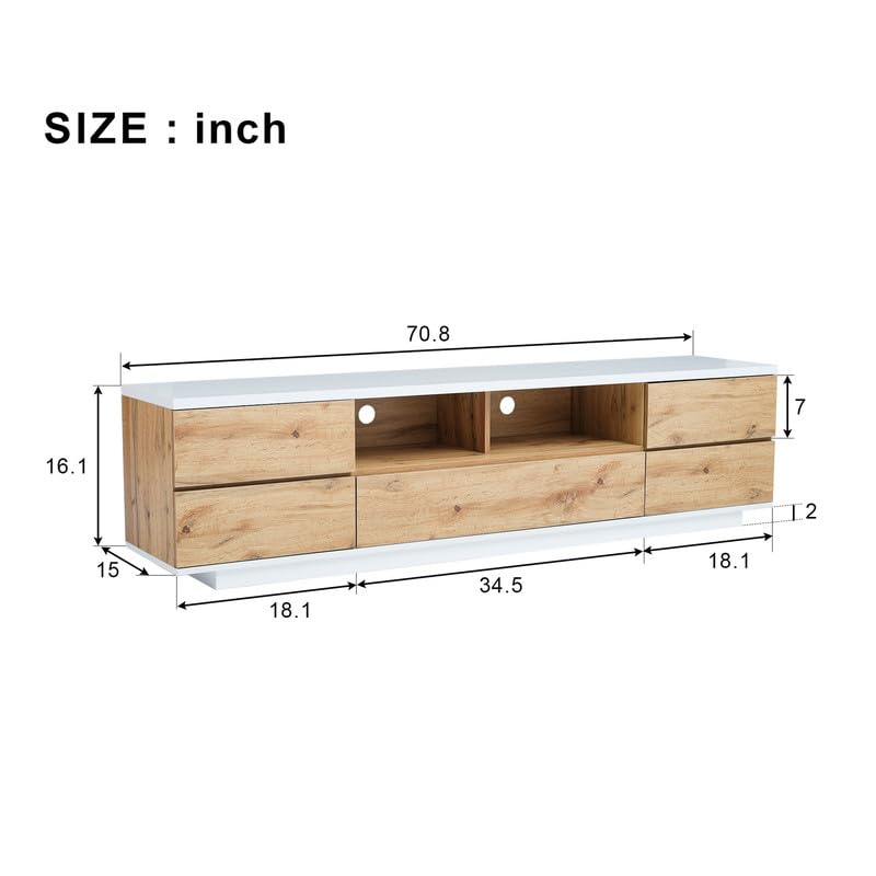 TV Stand for Living Room Entertainment Center with Storage, Natural M98184