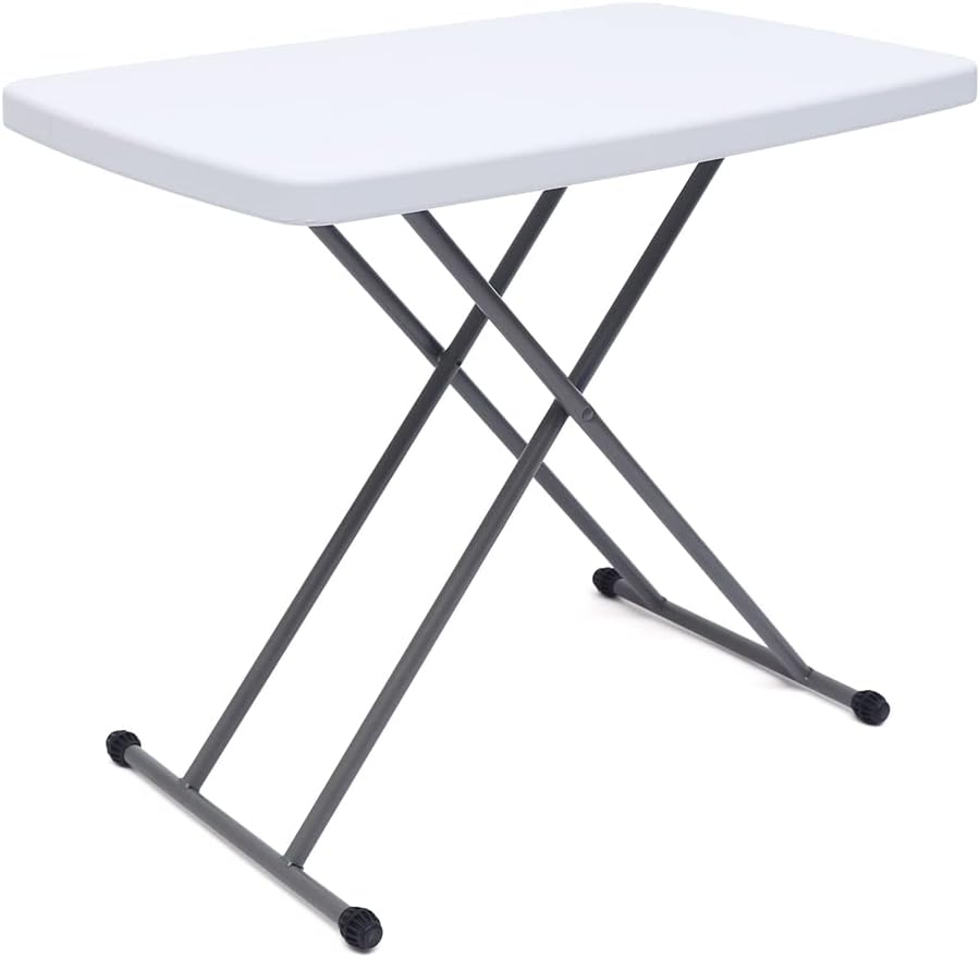 TBVECHI Classic Personal Folding Table 30" x 20" Heavy Duty Utility Table Small Plastic Table for Camping, Playing Cards, and Crafting Indoor&Outdoor Height Adjustable