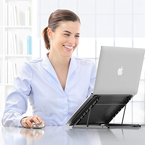 Foldable Laptop Stand for Desk, Ventilated, Adjustable (Black) F75332