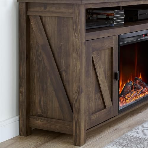 Ameriwood Home Farmington Electric Fireplace Console 50" TV Stand, Black Oak D89553