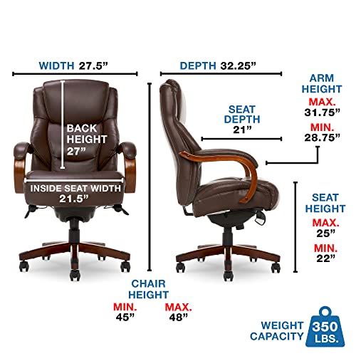 La-Z-Boy Delano Big & Tall Executive Office Chair, Bonded Leather, Black X71543
