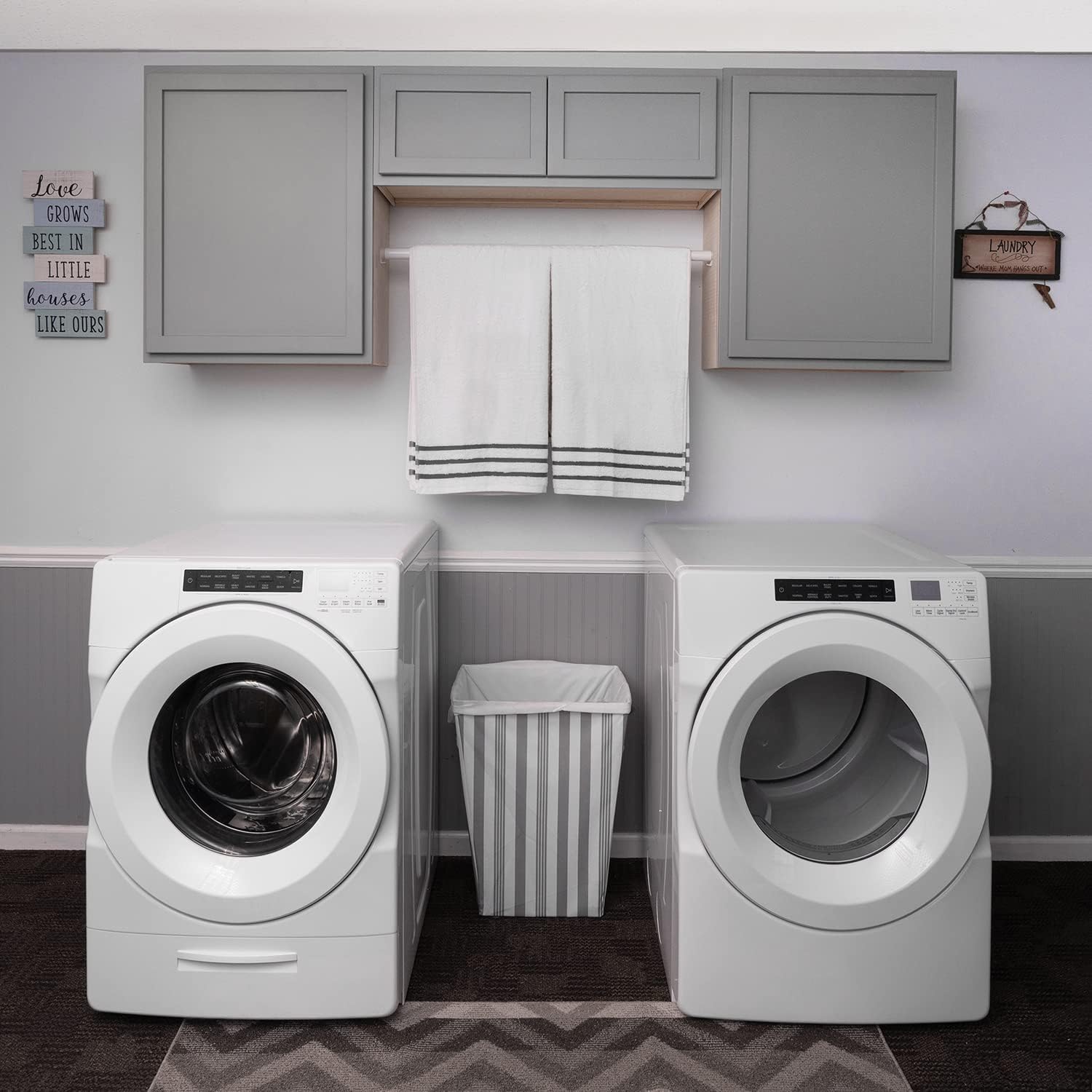 RTA (Ready-to-Assemble) Cabinets | Magnetic Grey Starter Laundry Room Cabinet Kit | 72" Wide | 2 x 18 W x 30" H x 12" D | 1 x 36 W x 12" H x 12" D | Storage Cabinets | Shaker Cabinets