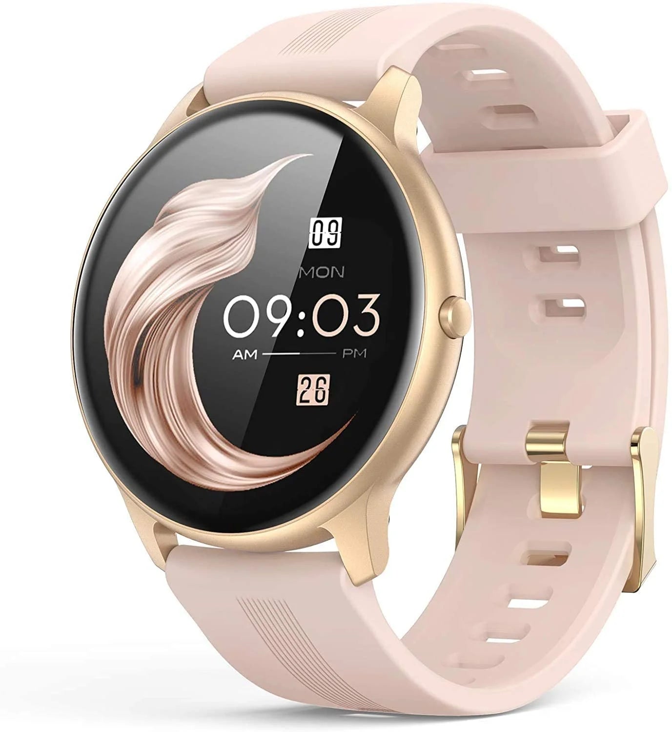 Timoom Smart Watch for Android iOS, 1.3'' Full Touch Fitness Tracker IP68 Waterproof Bluetooth Round Sports Smartwatch with Heart Rate Monitor Message Notification DIY Watch Face for Men Women