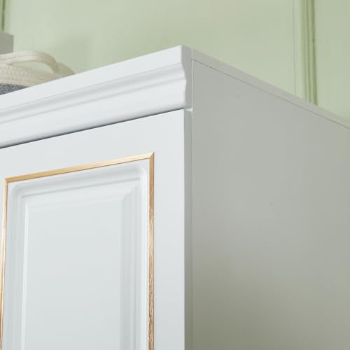 White Wood Closet Cabinet with Doors for Bedroom Y530863