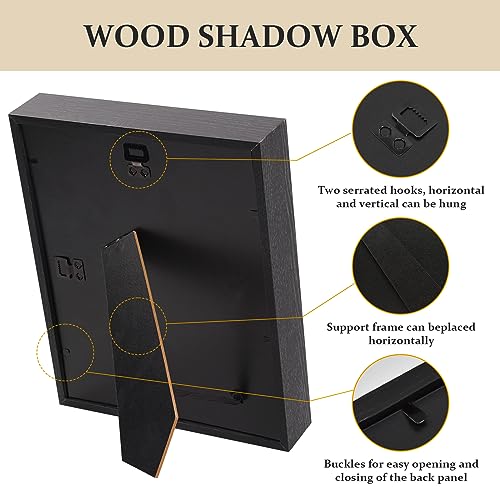Shadow Box Frame 8x10 - 3 Pack Wood Deep Shadowbox with Glass Display Case (White) D1615