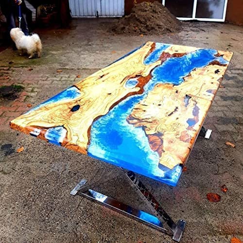 TUZECH Epoxy Resin River Table Top 36x24 Inch with 18 Inch Legs W520