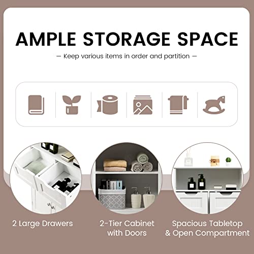 Bathroom Storage Cabinet with 2 Drawers and Adjustable Shelf, Black A9099