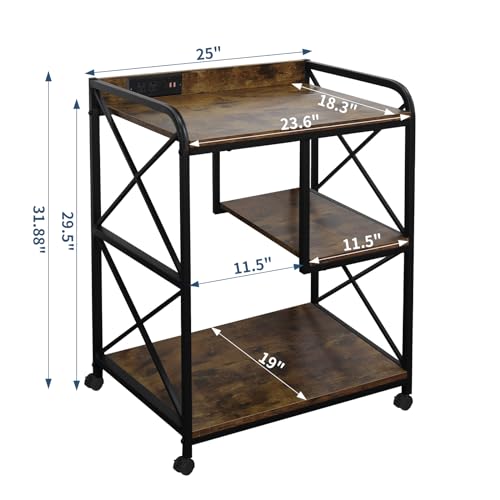 Printer Stand with Storage for Home Office, Black W355