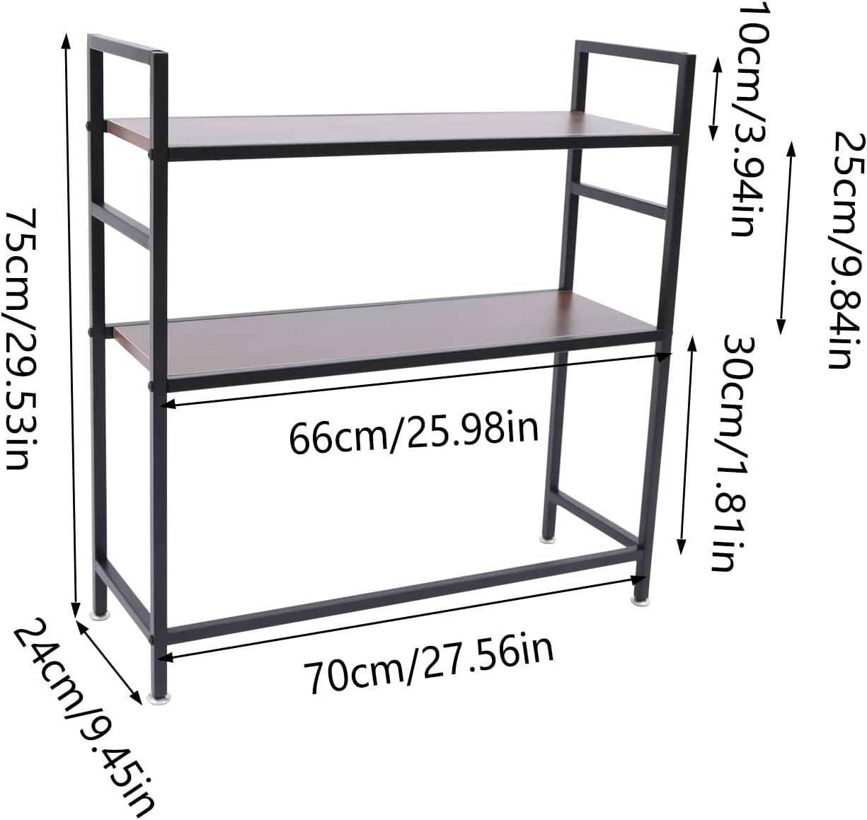 2-Tier Desk Hutch, Adjustable Wood Bookcase for Home Office D95422