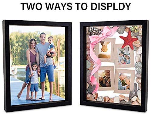 Muzilife Shadow Box Picture Frame with Linen Board, Walnut, 2pcs 8x8 I5152