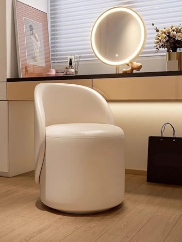 PU Leather Vanity Stool with 360° Rotatable Base, Brown E753201