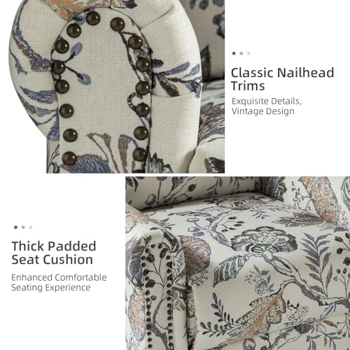 HULALA HOME Printed Fabric Manual Swivel Glider Recliner Chair, Set of 2, Black Floral W4662