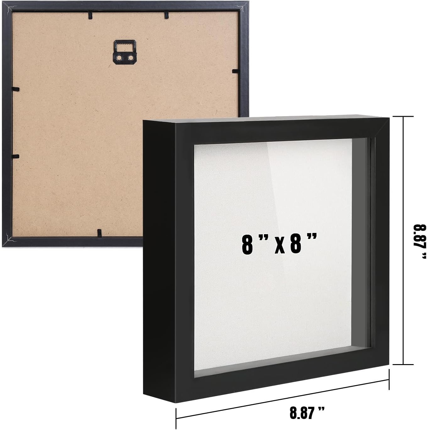 8"x8" Shadow Box Display Case with Linen Back, 3 Pack Black X266365