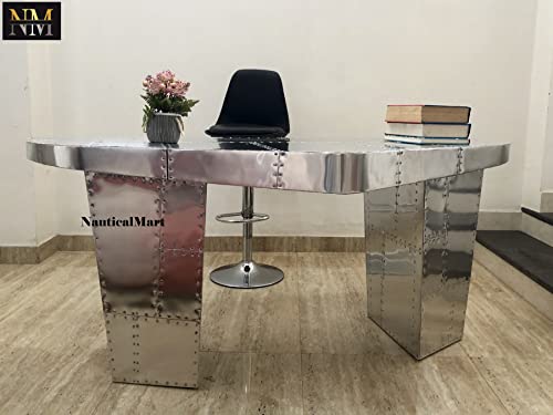 NauticalMart Aviator Wing Shaped Aluminium Desk 72 Inches Q718251