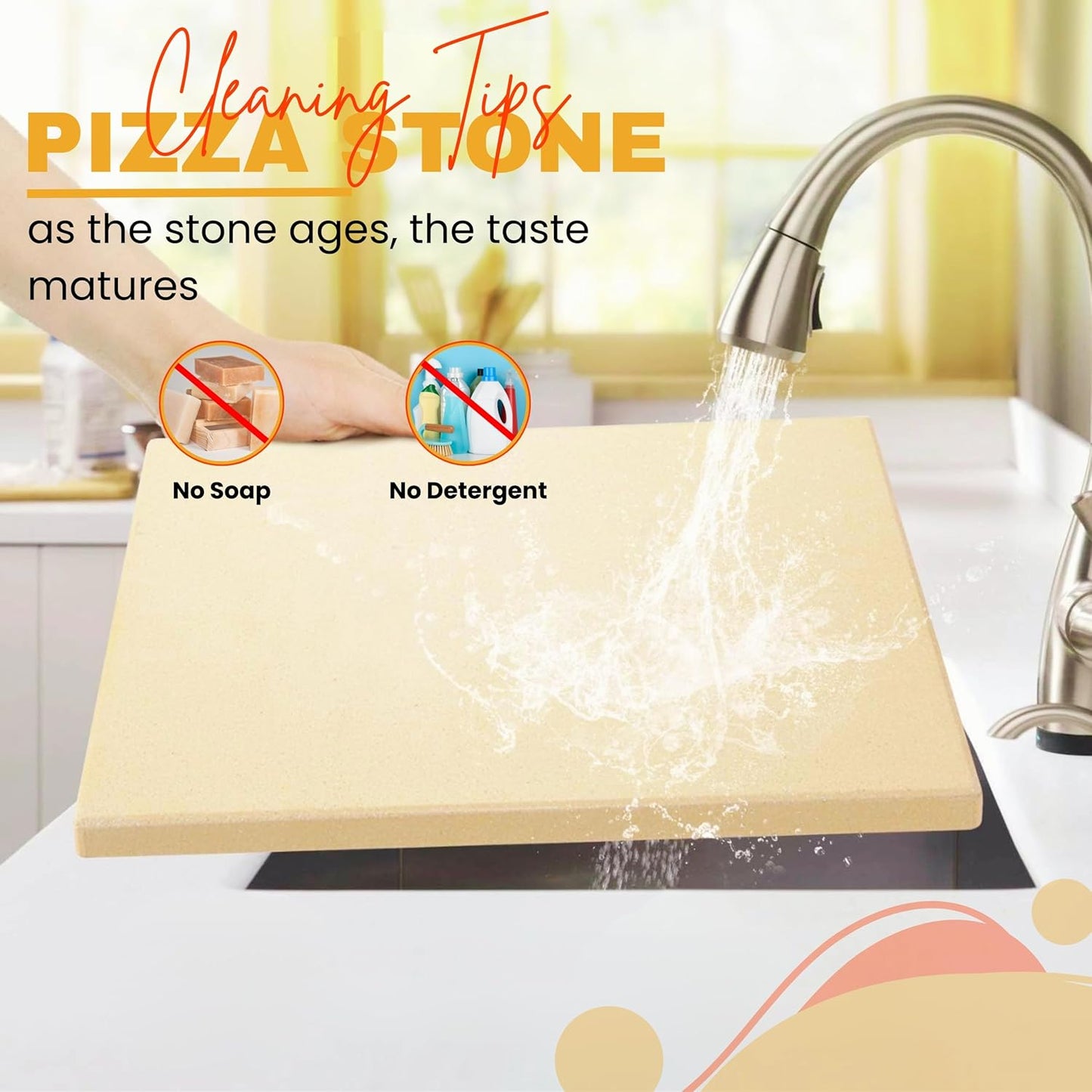 Pizza Stone Set of 3 with Wooden Peel and Stainless Steel Cutter A759