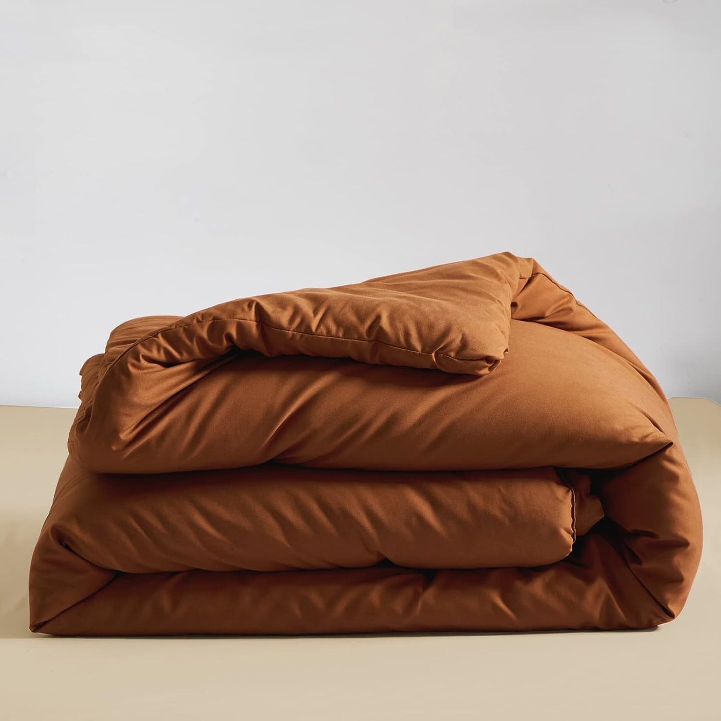 Pumpkin Color Comforter Set Solid Cinnamon Bedding Cal King 3 PCs H49991
