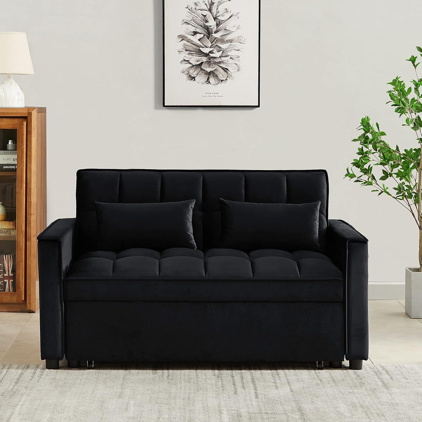 3 in 1 Convertible Sleeper Sofa Couch with Pull Out Bed, Small Futon Loveseat Y341000