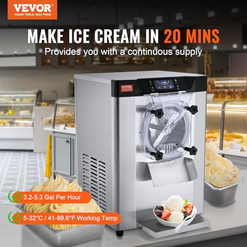 VEVOR Commercial Ice Cream Machine 1400W 20 Gph Hard Serve Maker with LED Display P923120