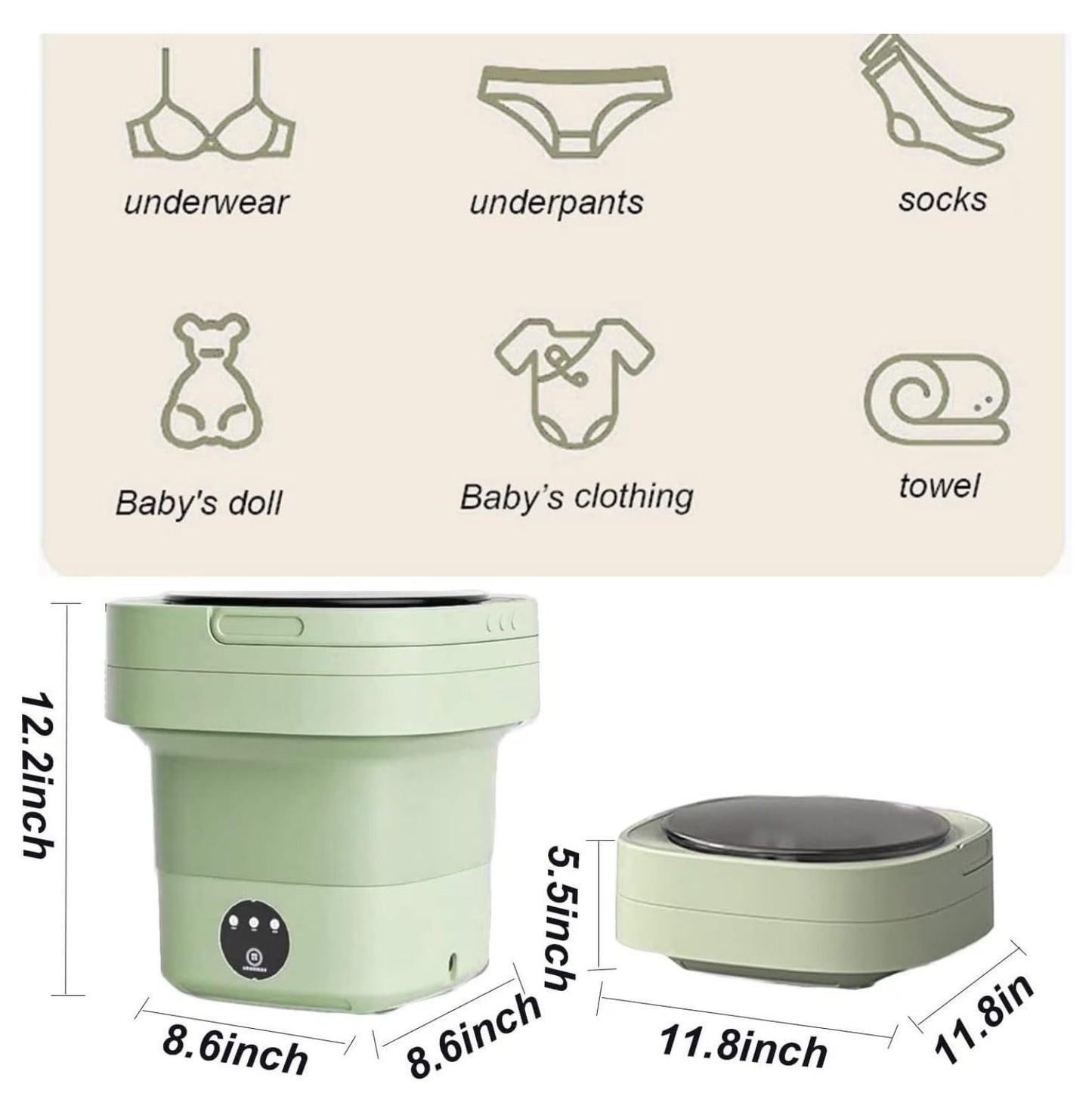 Portable Washing Machine with Disinfection, Foldable for Underwear and Baby Clothes H84915