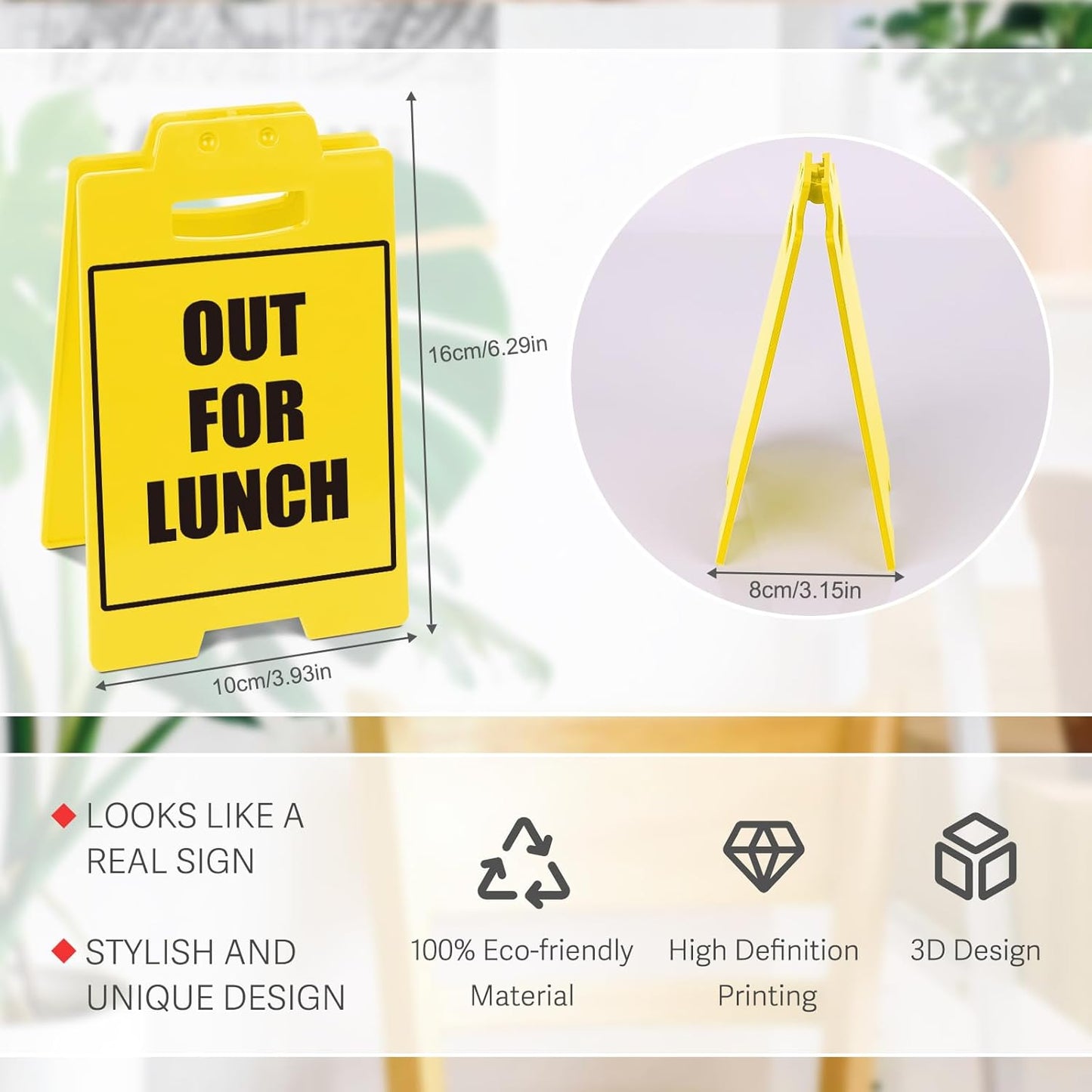 OUT FOR LUNCH Sign, Office Desk Accessories, Cubicle Decor Z59108