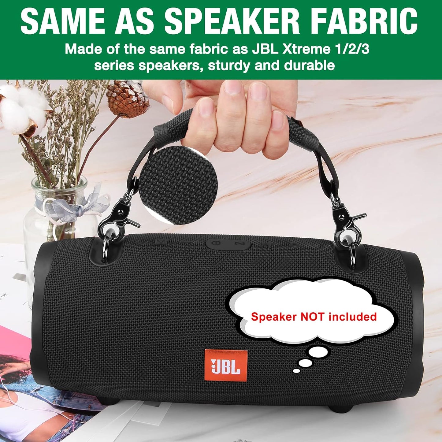 Desing Wish Removable Speaker Handle Strap for JBL Xtreme, W-King X10, ZEALOT S67 (Black) E719109