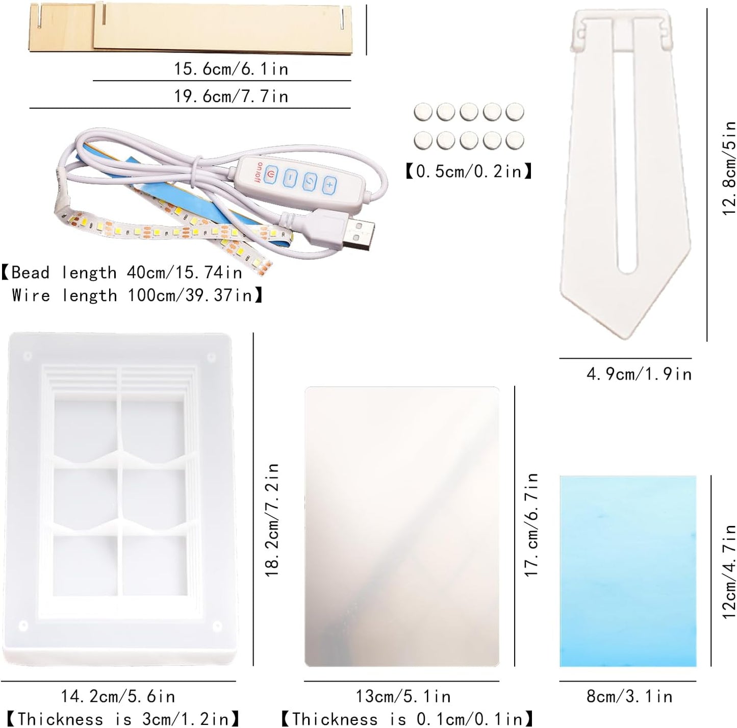 BOSOIRSOU 19 pcs Luminous Photo Frame Resin Casting Mold Set, Rectangle Silicone Molds for DIY Crafts Q51998