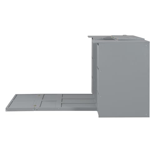 Merax Murphy Bed Full Size with Storage and USB Ports, White R4587