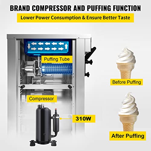 VEVOR Soft Serve Ice Cream Machine, 3.4 Gal/H, Single Flavor, 1200W Countertop N839059