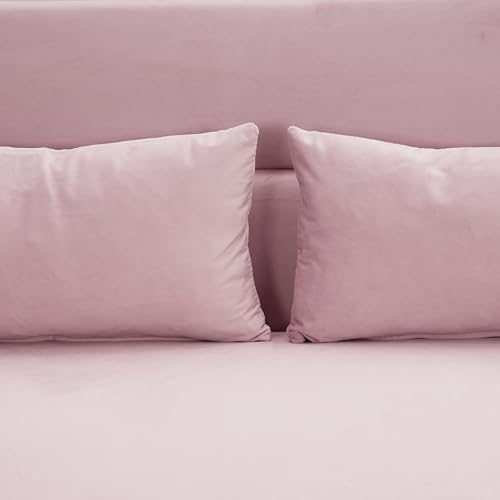 Pink Velvet Sleeper Sofa Couch Bed 3-in-1 with Two Pillows G42230