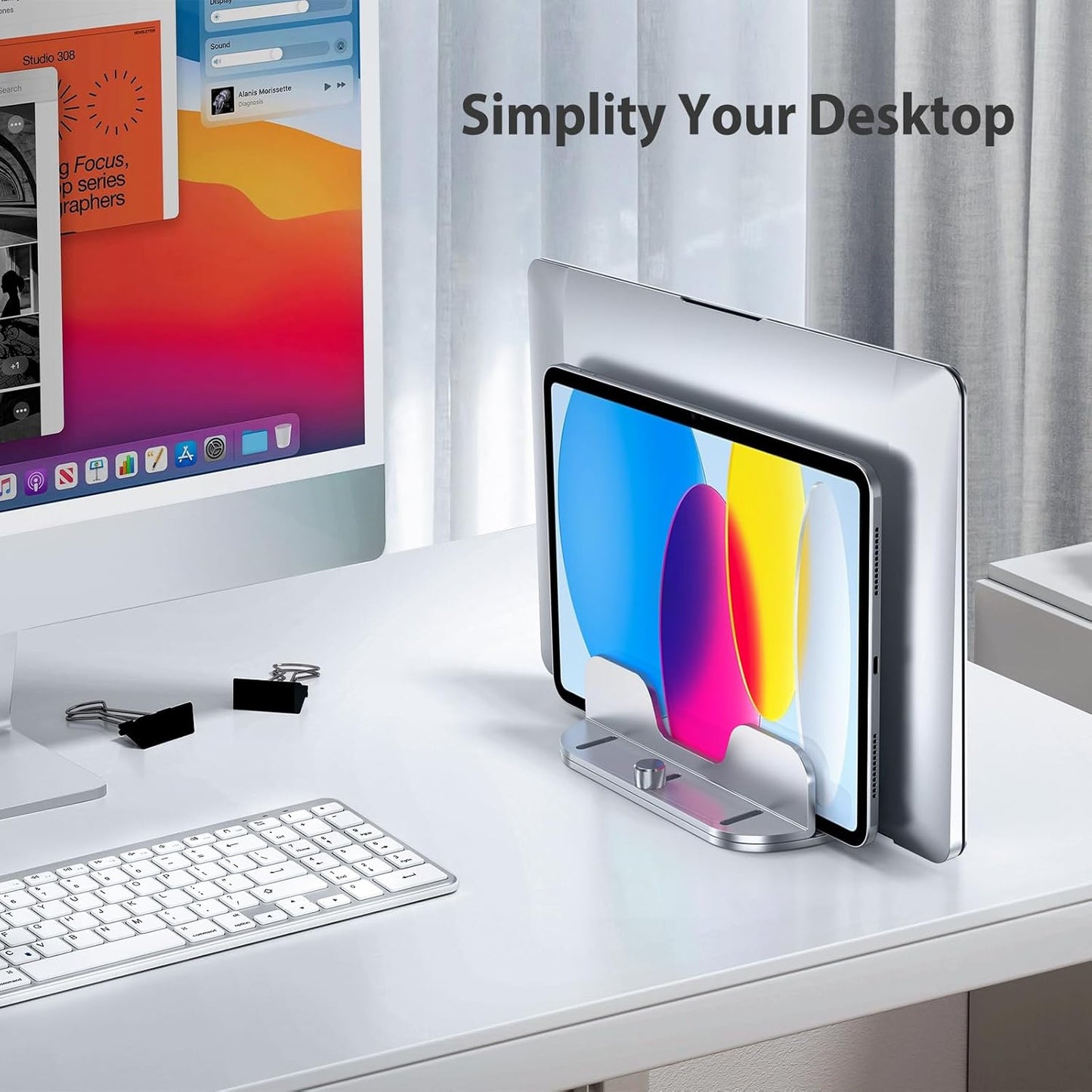 Aluminium Vertical Laptop Stand for Desk, Dual Slots, Fits Up to 17.3-Inch Laptops T5157