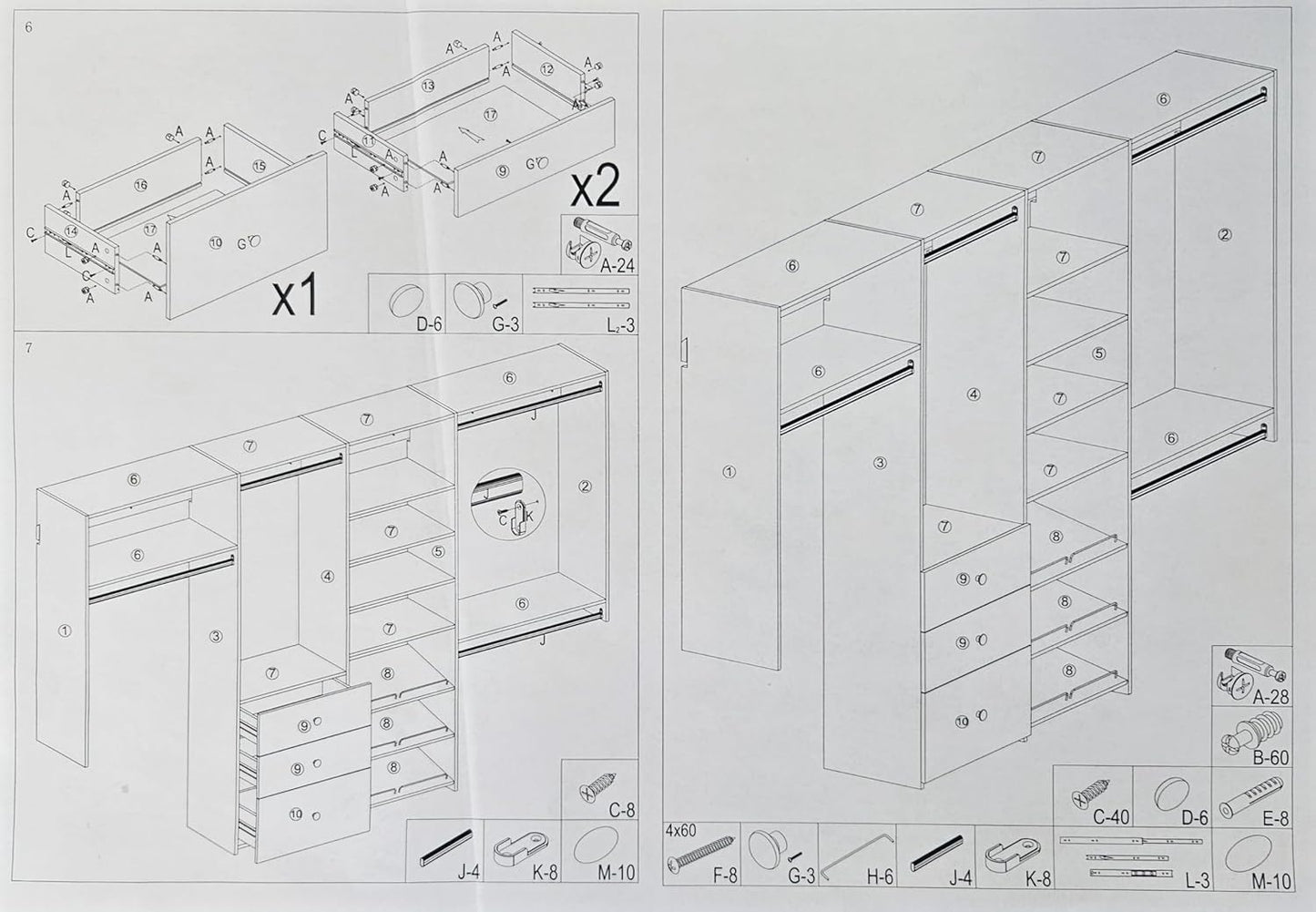 Dual Tower Closet Storage Organizer with Shelves and Drawers, White Y8278