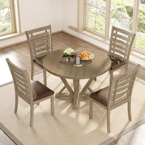 Dolonm Square Dining Table, Farmhouse Rustic Look Square Table for 4 Seaters, Antique Kitchen Table Counter Table, 1pcs Table for Kitchen, Dining Room, Light Brown