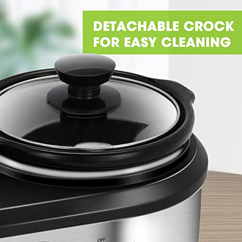 Double Slow Cooker, 2 x 1.25QT Mini Pots, Adjustable Temp, Dishwasher Safe, Stainless Steel J3720