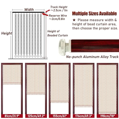 Custom Door Hanging Beads Curtain Privacy, Wood Beaded Curtains for Bedroom Windows Hallway Decor, Dense Bead Room Divider for Patio Porch (Color : 35 Strands, Size : L 125cm/49.2") Q5652