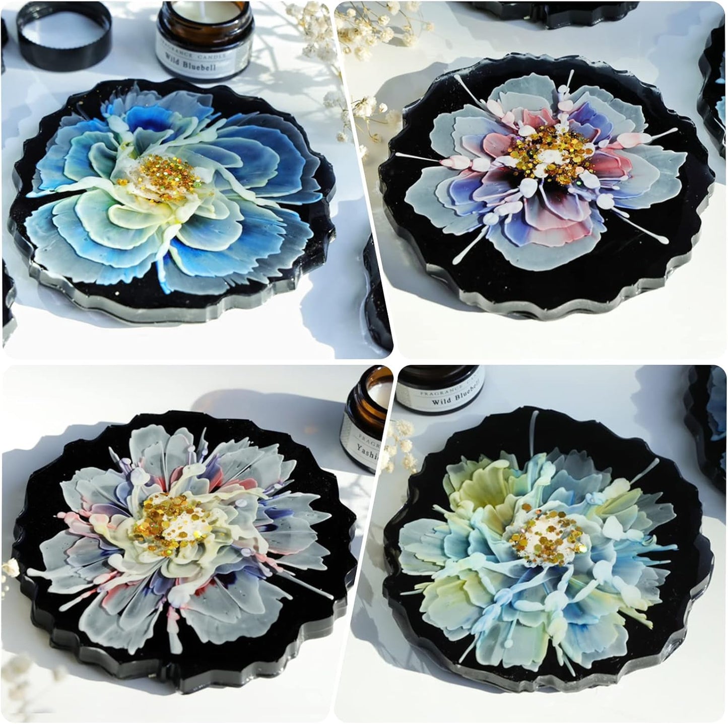 LET'S RESIN Geode Resin Coaster Molds, 4 Pcs Silicone E3417