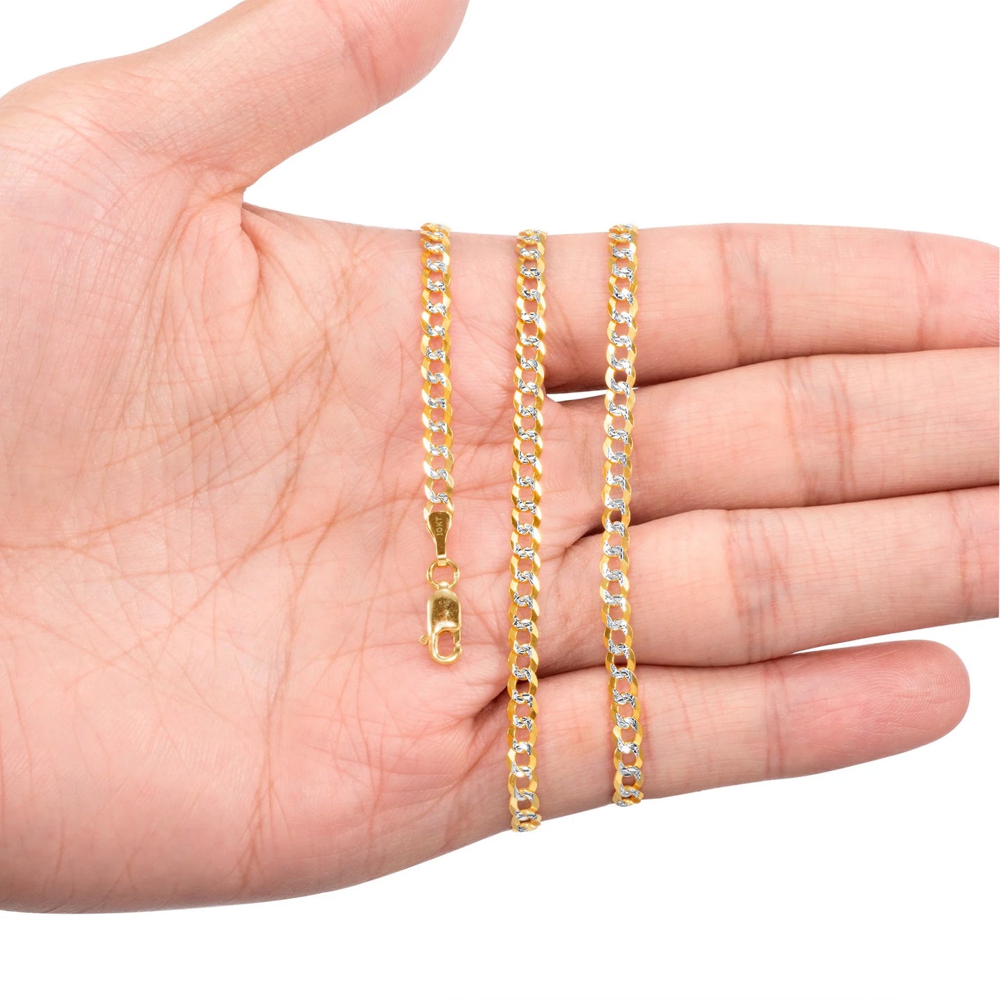 Nuragold 10k Yellow Gold Solid 4mm Cuban Chain Pendant Necklace O21459