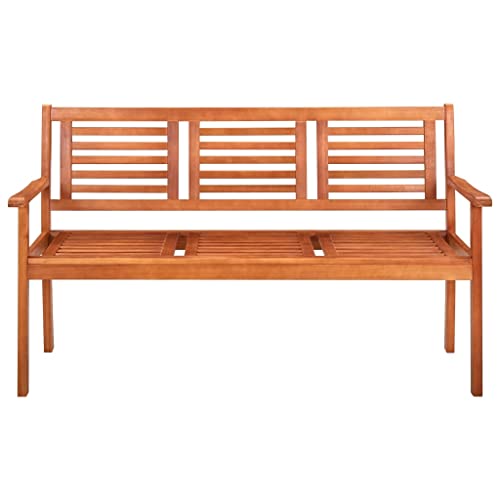 Patio Bench 3-Seater 59.1" Solid Eucalyptus Wood Rustic Brown M687284