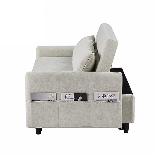 GIA 3 in 1 Convertible Sleeper Sofa Futon Couch with Adjustable Backrest, Gray K696399