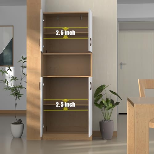 Kitchen Pantry Cabinet, 70" Tall Storage Cabinet with Doors, Freestanding Wooden Q616