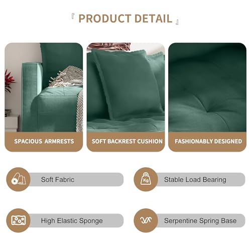 Mid-Century Modern Velvet Loveseat Sofa 58 Inch Aqua Turquoise P314829