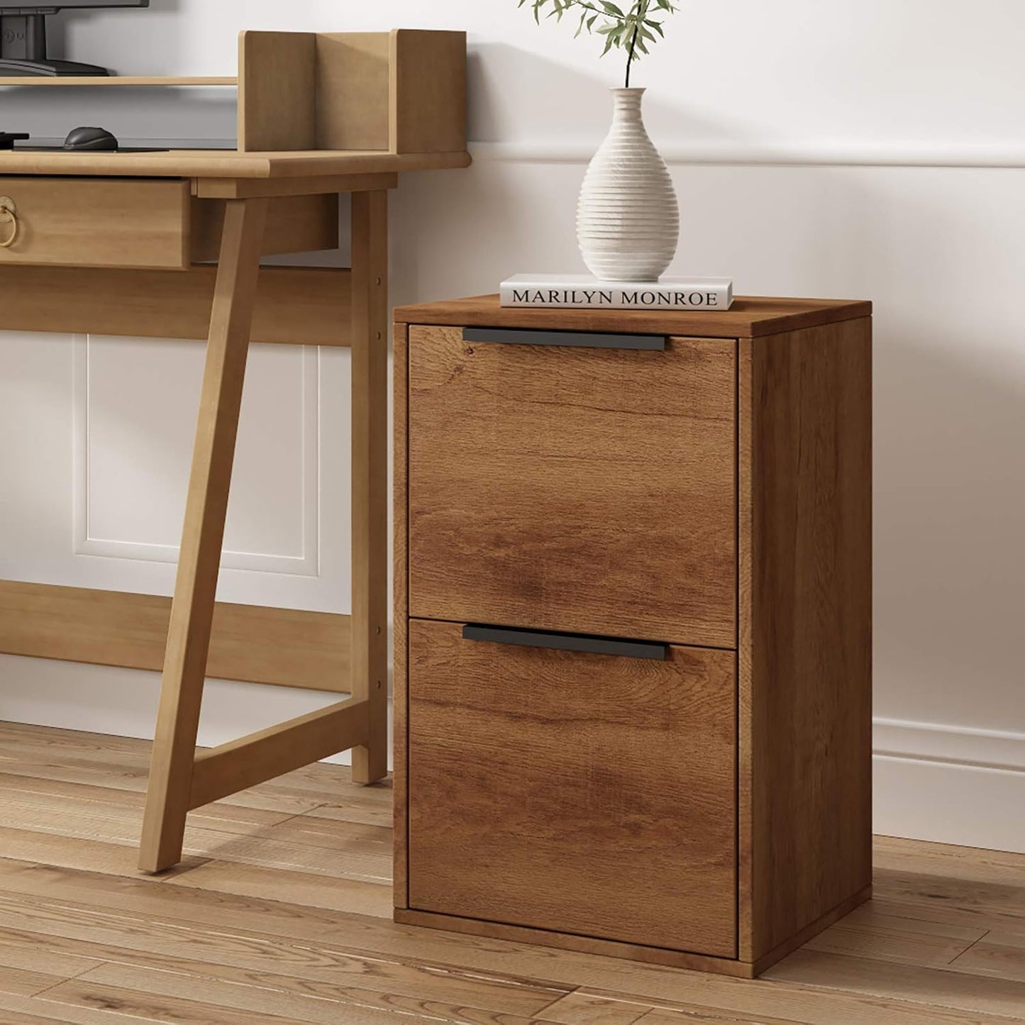 GREATMEET Wood 2 Drawers Vertical File Cabinet for Letter Size, Home Office K8741