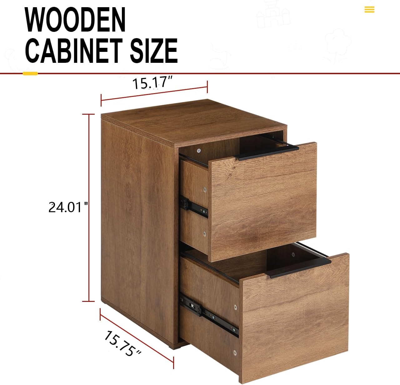 GREATMEET Wood 2 Drawers Vertical File Cabinet for Letter Size, Home Office K8741